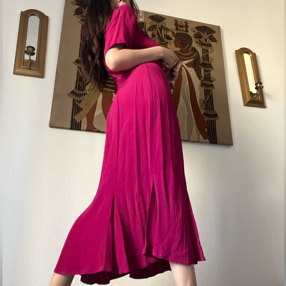 Vintage 80's Rampage Hot Pink Midi Dress Sz 7